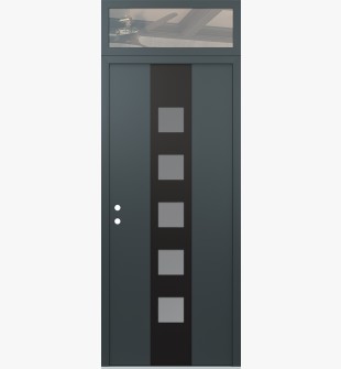 DIAMOND A13 36" X 96" ANTHRACITE/ANTHRACITE FROSTED GLASS PANEL BLACK RHI WITH TRANSOM CLEAR GLASS