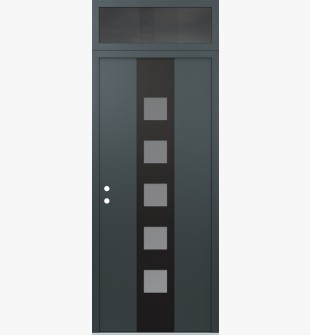 DIAMOND A13 36" X 96" ANTHRACITE/ANTHRACITE FROSTED GLASS PANEL BLACK RHI WITH TRANSOM MIRRORED GLASS