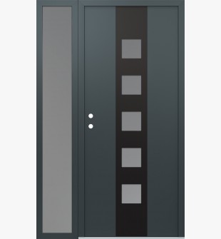 DIAMOND A13 48" X 80" ANTHRACITE/ANTHRACITE FROSTED GLASS PANEL BLACK RHI WITH SIDELITE FROSTED GLASS