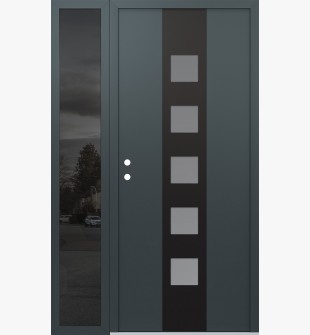 DIAMOND A13 48" X 80" ANTHRACITE/ANTHRACITE FROSTED GLASS PANEL BLACK RHI WITH SIDELITE MIRRORED GLASS