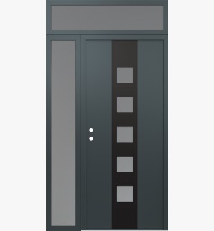 DIAMOND A13 48" X 96" ANTHRACITE/ANTHRACITE FROSTED GLASS PANEL BLACK RHI WITH SIDELITE AND TRANSOM FROSTED GLASS