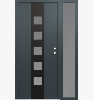 DIAMOND A13 48" X 80" ANTHRACITE/ANTHRACITE FROSTED GLASS PANEL BLACK LHI WITH SIDELITE FROSTED GLASS