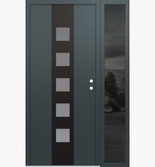 DIAMOND A13 50" X 80" ANTHRACITE/ANTHRACITE FROSTED GLASS PANEL BLACK LHI WITH SIDELITE MIRRORED GLASS