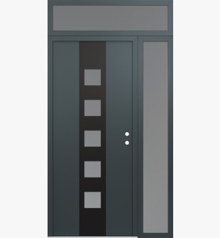 DIAMOND A13 48" X 96" ANTHRACITE/ANTHRACITE FROSTED GLASS PANEL BLACK LHI WITH SIDELITE AND TRANSOM FROSTED GLASS