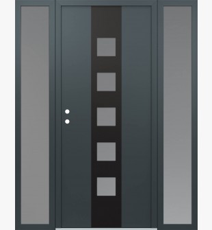 DIAMOND A13 68" X 80" ANTHRACITE/ANTHRACITE FROSTED GLASS PANEL BLACK RHI WITH 2 SIDELITES FROSTED GLASS