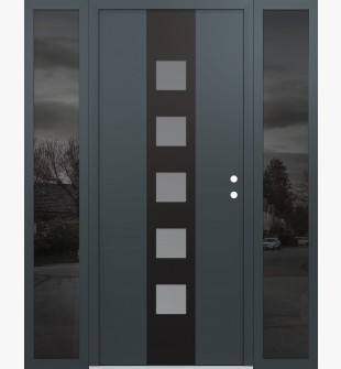 DIAMOND A13 68" X 80" ANTHRACITE/ANTHRACITE FROSTED GLASS PANEL BLACK LHI WITH 2 SIDELITES MIRRORED GLASS