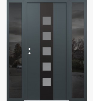 DIAMOND A13 68" X 80" ANTHRACITE/ANTHRACITE FROSTED GLASS PANEL BLACK RHI WITH 2 SIDELITES MIRRORED GLASS