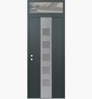 DIAMOND A13 36" X 96" ANTHRACITE/ANTHRACITE FROSTED GLASS PANEL STAINLESS STEEL RHI WITH TRANSOM CLEAR GLASS