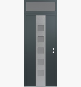 DIAMOND A13 36" X 96" ANTHRACITE/ANTHRACITE FROSTED GLASS PANEL STAINLESS STEEL LHI WITH TRANSOM FROSTED GLASS