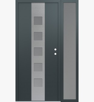 DIAMOND A13 50" X 80" ANTHRACITE/ANTHRACITE FROSTED GLASS PANEL STAINLESS STEEL LHI WITH SIDELITE FROSTED GLASS