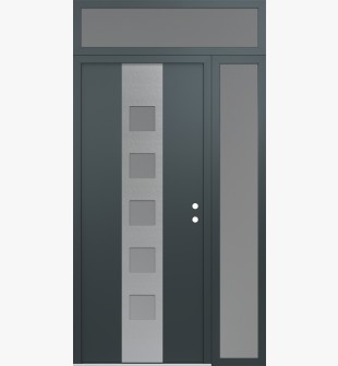 DIAMOND A13 50" X 96" ANTHRACITE/ANTHRACITE FROSTED GLASS PANEL STAINLESS STEEL LHI WITH SIDELITE AND TRANSOM FROSTED GLASS