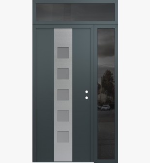 DIAMOND A13 50" X 96" ANTHRACITE/ANTHRACITE FROSTED GLASS PANEL STAINLESS STEEL LHI WITH SIDELITE AND TRANSOM MIRRORED GLASS