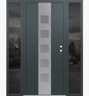 DIAMOND A13 68" X 80" ANTHRACITE/ANTHRACITE FROSTED GLASS PANEL STAINLESS STEEL LHI WITH 2 SIDELITES MIRRORED GLASS