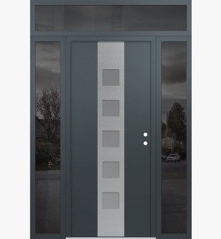 DIAMOND A13 60" X 96" ANTHRACITE/ANTHRACITE FROSTED GLASS PANEL STAINLESS STEEL LHI WITH 2 SIDELITES AND TRANSOM MIRRORED GLASS