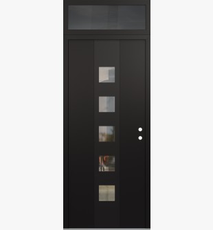 DIAMOND A13 36" X 96" BLACK/BLACK CLEAR GLASS PANEL BLACK LHI WITH TRANSOM MIRRORED GLASS