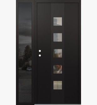 DIAMOND A13 50" X 80" BLACK/BLACK CLEAR GLASS PANEL BLACK RHI WITH SIDELITE MIRRORED GLASS