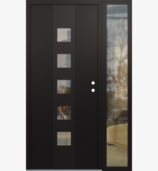 DIAMOND A13 50" X 80" BLACK/BLACK CLEAR GLASS PANEL BLACK LHI WITH SIDELITE CLEAR GLASS