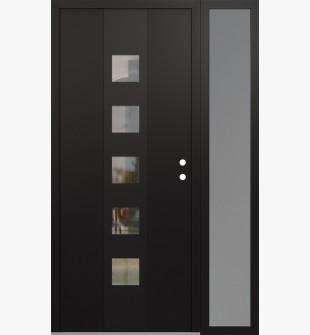 DIAMOND A13 52" X 80" BLACK/BLACK CLEAR GLASS PANEL BLACK LHI WITH SIDELITE FROSTED GLASS