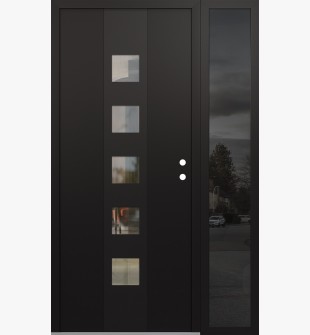 DIAMOND A13 48" X 80" BLACK/BLACK CLEAR GLASS PANEL BLACK LHI WITH SIDELITE MIRRORED GLASS