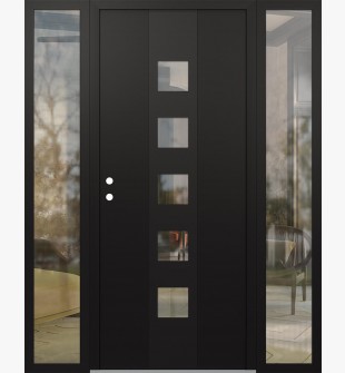 DIAMOND A13 60" X 80" BLACK/BLACK CLEAR GLASS PANEL BLACK RHI WITH 2 SIDELITES CLEAR GLASS