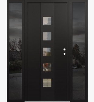 DIAMOND A13 68" X 80" BLACK/BLACK CLEAR GLASS PANEL BLACK LHI WITH 2 SIDELITES MIRRORED GLASS