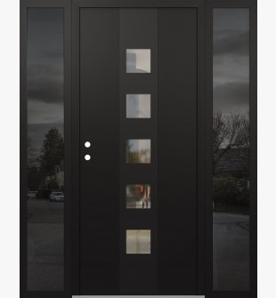DIAMOND A13 60" X 80" BLACK/BLACK CLEAR GLASS PANEL BLACK RHI WITH 2 SIDELITES MIRRORED GLASS