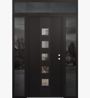 DIAMOND A13 60" X 96" BLACK/BLACK CLEAR GLASS PANEL BLACK LHI WITH 2 SIDELITES AND TRANSOM MIRRORED GLASS