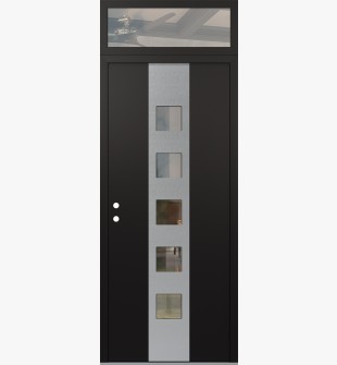 DIAMOND A13 36" X 96" BLACK/BLACK CLEAR GLASS PANEL STAINLESS STEEL RHI WITH TRANSOM CLEAR GLASS