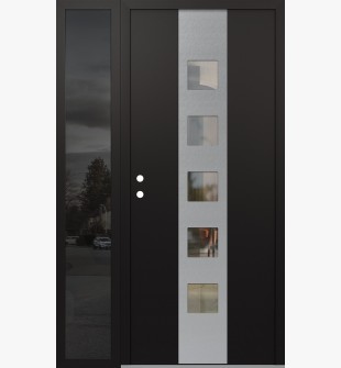 DIAMOND A13 48" X 80" BLACK/BLACK CLEAR GLASS PANEL STAINLESS STEEL RHI WITH SIDELITE MIRRORED GLASS