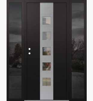 DIAMOND A13 64" X 80" BLACK/BLACK CLEAR GLASS PANEL STAINLESS STEEL RHI WITH 2 SIDELITES MIRRORED GLASS