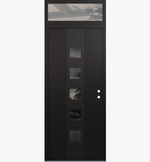 DIAMOND A13 36" X 96" BLACK/BLACK MIRRORED GLASS PANEL BLACK LHI WITH TRANSOM CLEAR GLASS