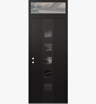 DIAMOND A13 36" X 96" BLACK/BLACK MIRRORED GLASS PANEL BLACK RHI WITH TRANSOM CLEAR GLASS