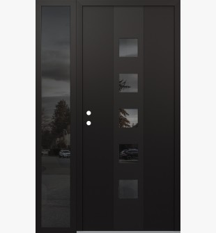 DIAMOND A13 48" X 80" BLACK/BLACK MIRRORED GLASS PANEL BLACK RHI WITH SIDELITE MIRRORED GLASS