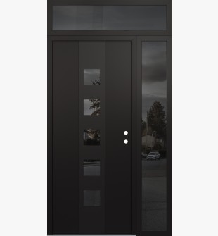 DIAMOND A13 48" X 96" BLACK/BLACK MIRRORED GLASS PANEL BLACK LHI WITH SIDELITE AND TRANSOM MIRRORED GLASS