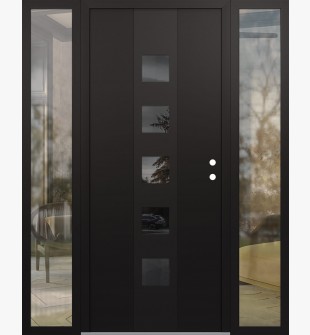 DIAMOND A13 60" X 80" BLACK/BLACK MIRRORED GLASS PANEL BLACK LHI WITH 2 SIDELITES CLEAR GLASS