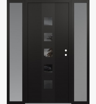 DIAMOND A13 60" X 80" BLACK/BLACK MIRRORED GLASS PANEL BLACK LHI WITH 2 SIDELITES FROSTED GLASS