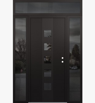 DIAMOND A13 60" X 96" BLACK/BLACK MIRRORED GLASS PANEL BLACK LHI WITH 2 SIDELITES AND TRANSOM MIRRORED GLASS