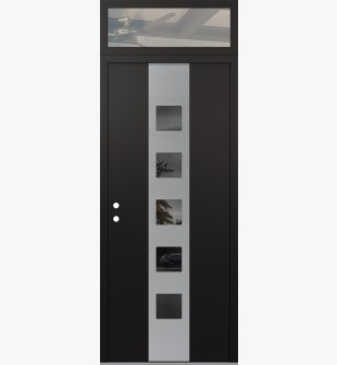 DIAMOND A13 36" X 96" BLACK/BLACK MIRRORED GLASS PANEL STAINLESS STEEL RHI WITH TRANSOM CLEAR GLASS