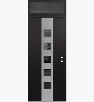 DIAMOND A13 36" X 96" BLACK/BLACK MIRRORED GLASS PANEL STAINLESS STEEL LHI WITH TRANSOM MIRRORED GLASS