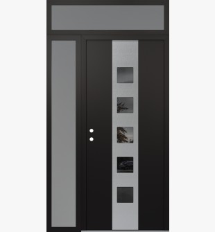 DIAMOND A13 50" X 96" BLACK/BLACK MIRRORED GLASS PANEL STAINLESS STEEL RHI WITH SIDELITE AND TRANSOM FROSTED GLASS