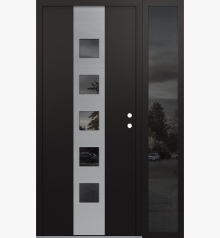 DIAMOND A13 52" X 80" BLACK/BLACK MIRRORED GLASS PANEL STAINLESS STEEL LHI WITH SIDELITE MIRRORED GLASS