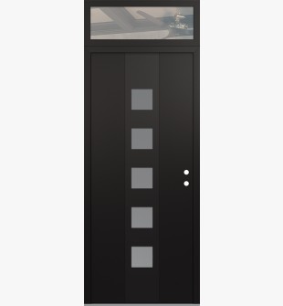 DIAMOND A13 36" X 96" BLACK/WHITE FROSTED GLASS PANEL BLACK LHI WITH TRANSOM CLEAR GLASS