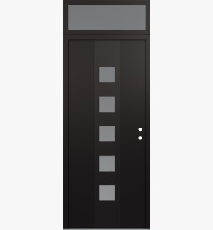 DIAMOND A13 36" X 96" BLACK/WHITE FROSTED GLASS PANEL BLACK LHI WITH TRANSOM FROSTED GLASS