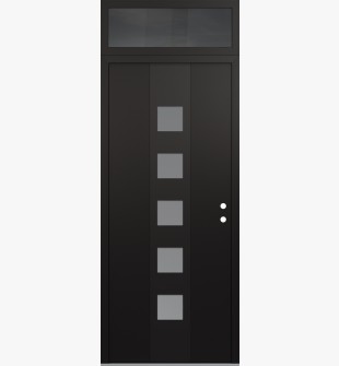 DIAMOND A13 36" X 96" BLACK/WHITE FROSTED GLASS PANEL BLACK LHI WITH TRANSOM MIRRORED GLASS