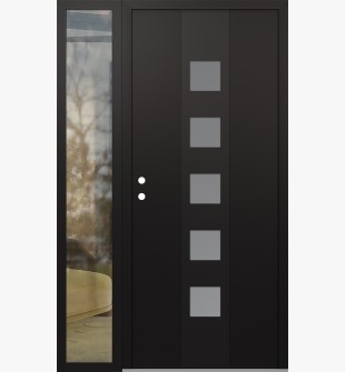 DIAMOND A13 52" X 80" BLACK/WHITE FROSTED GLASS PANEL BLACK RHI WITH SIDELITE CLEAR GLASS