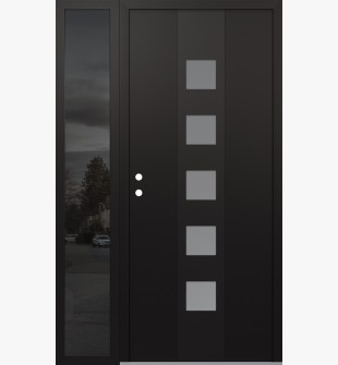 DIAMOND A13 52" X 80" BLACK/WHITE FROSTED GLASS PANEL BLACK RHI WITH SIDELITE MIRRORED GLASS