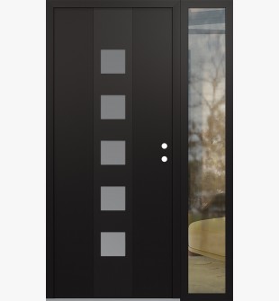 DIAMOND A13 52" X 80" BLACK/WHITE FROSTED GLASS PANEL BLACK LHI WITH SIDELITE CLEAR GLASS