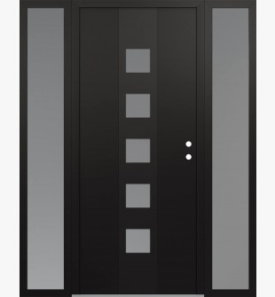 DIAMOND A13 64" X 80" BLACK/WHITE FROSTED GLASS PANEL BLACK LHI WITH 2 SIDELITES FROSTED GLASS