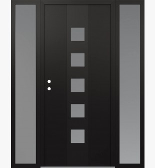 DIAMOND A13 60" X 80" BLACK/WHITE FROSTED GLASS PANEL BLACK RHI WITH 2 SIDELITES FROSTED GLASS