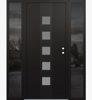 DIAMOND A13 60" X 80" BLACK/WHITE FROSTED GLASS PANEL BLACK LHI WITH 2 SIDELITES MIRRORED GLASS